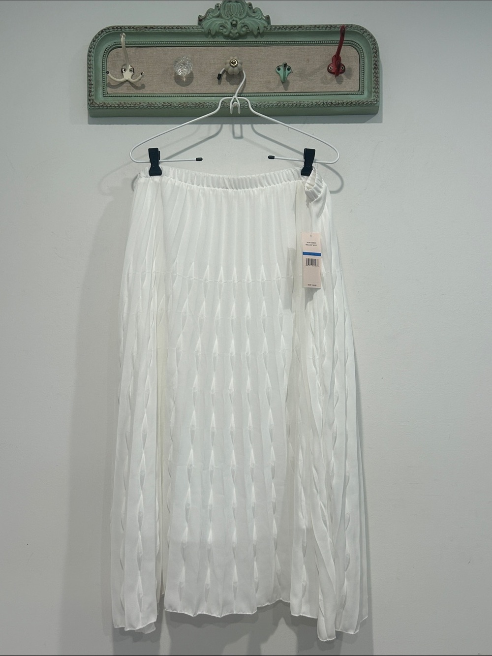 Nanette Lepore White flowing Pleated maxi Skirt women’s xl new w tags